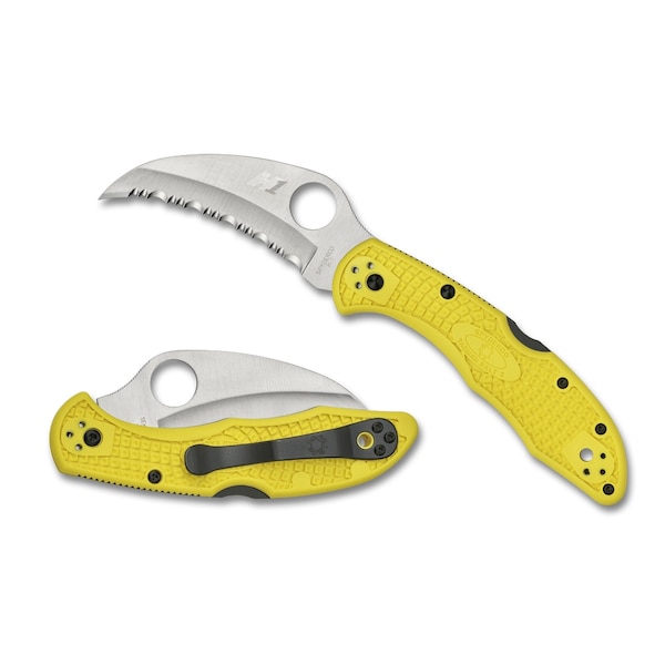 Spyderco 2024 Spyderco Tasman Salt 2 Lightweight Yellow H1 Serrated SPY-C106SYL2 - main